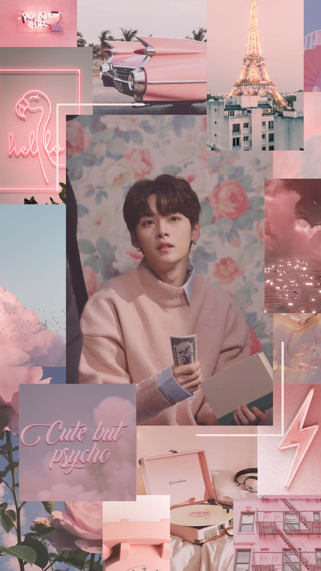 Lee Know Retro Aesthetic Collage Wallpaper