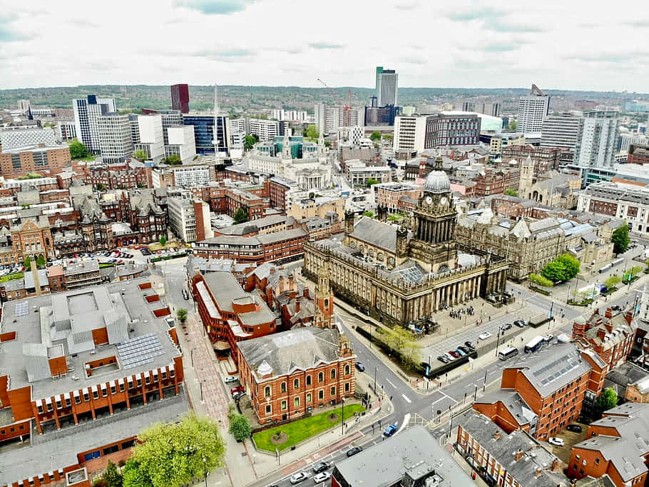 Leeds Cityscape Aerial View Wallpaper