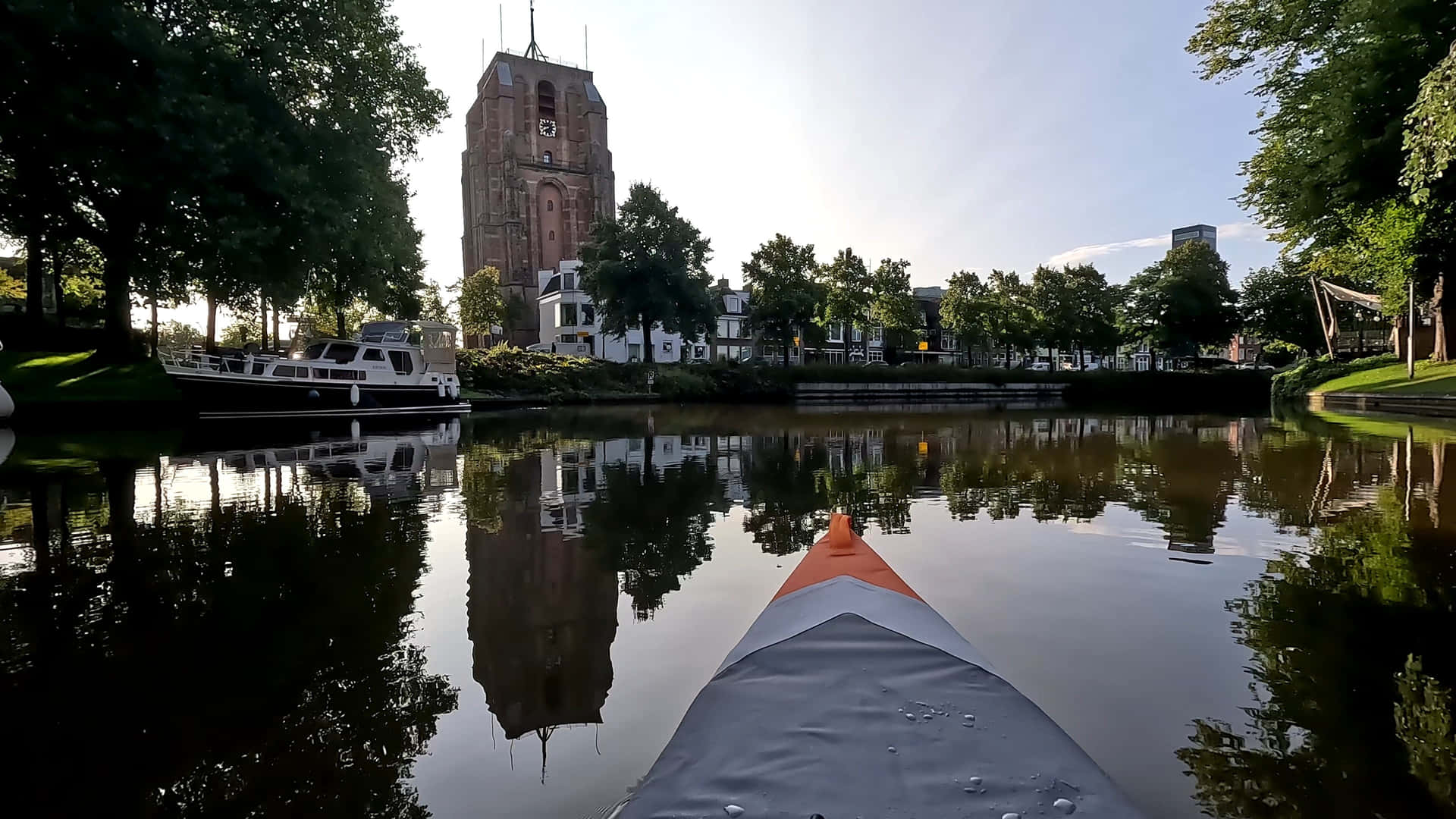 Leeuwarden Kayak View Oldehove Tower Wallpaper