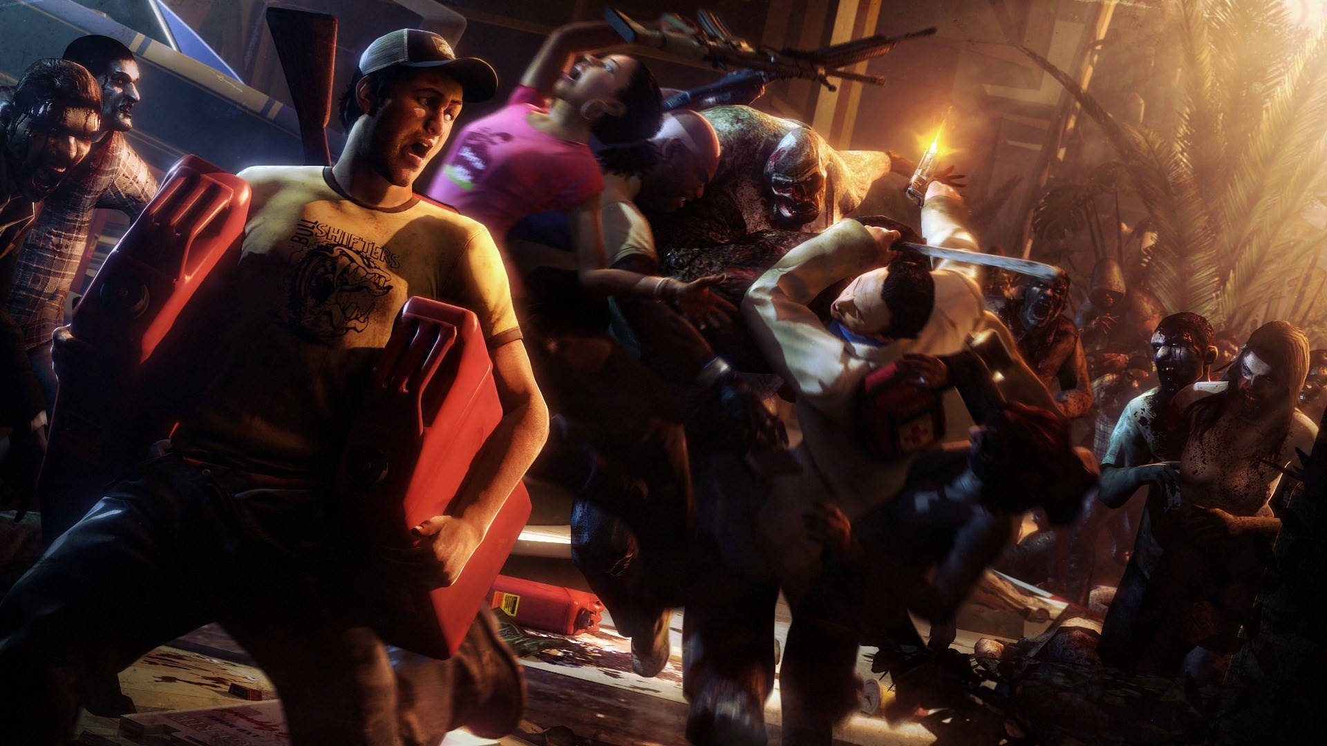 Left 4 Dead 2 Characters Fighting Zombies Background