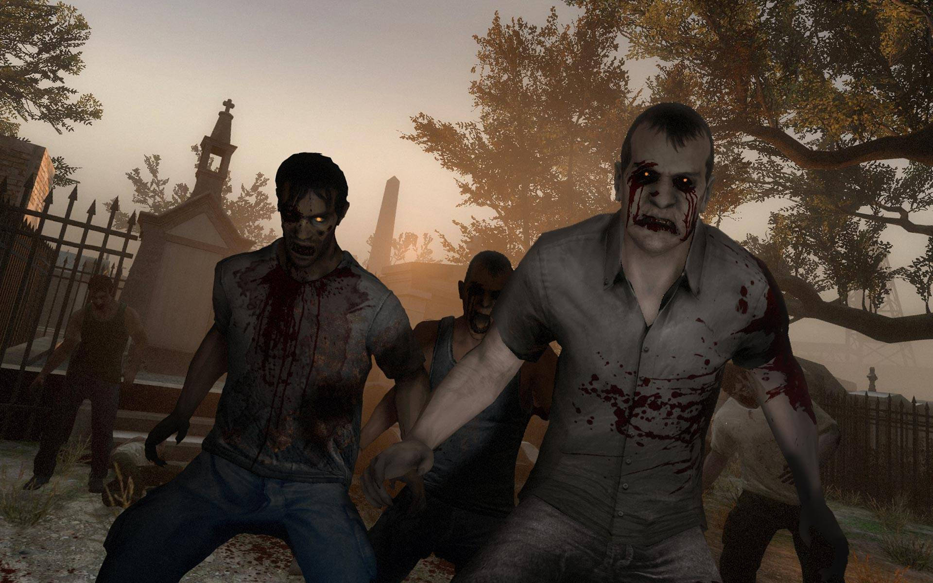 Izquierda4 Muertos 2 Zombies Horripilantes En El Cementerio Fondo de pantalla