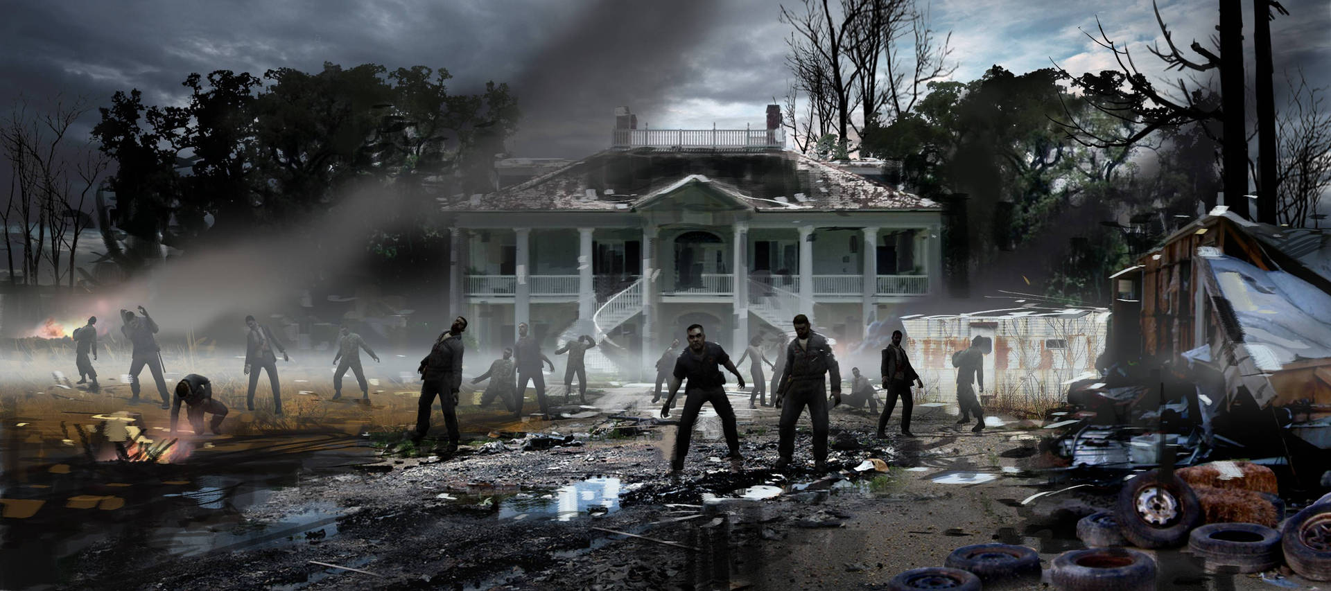 Zombiedi Left 4 Dead 2 Nella Casa Abbandonata Sfondo