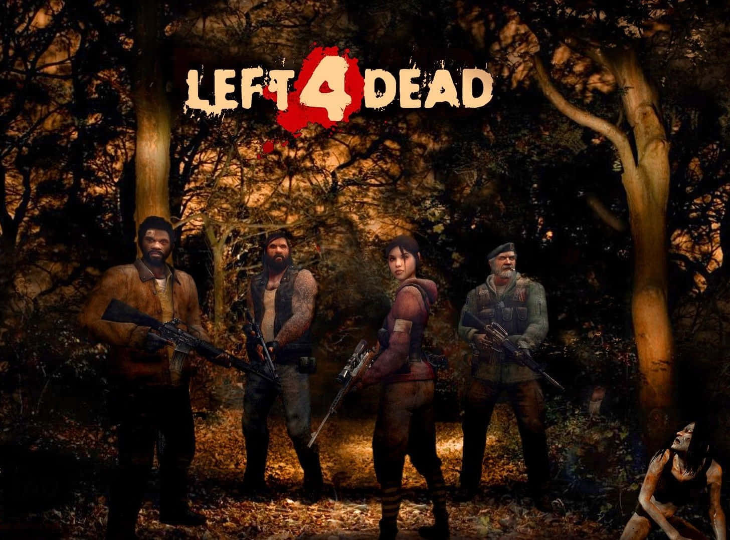 The fearsome foursome of Left 4 Dead battling zombies together. Wallpaper