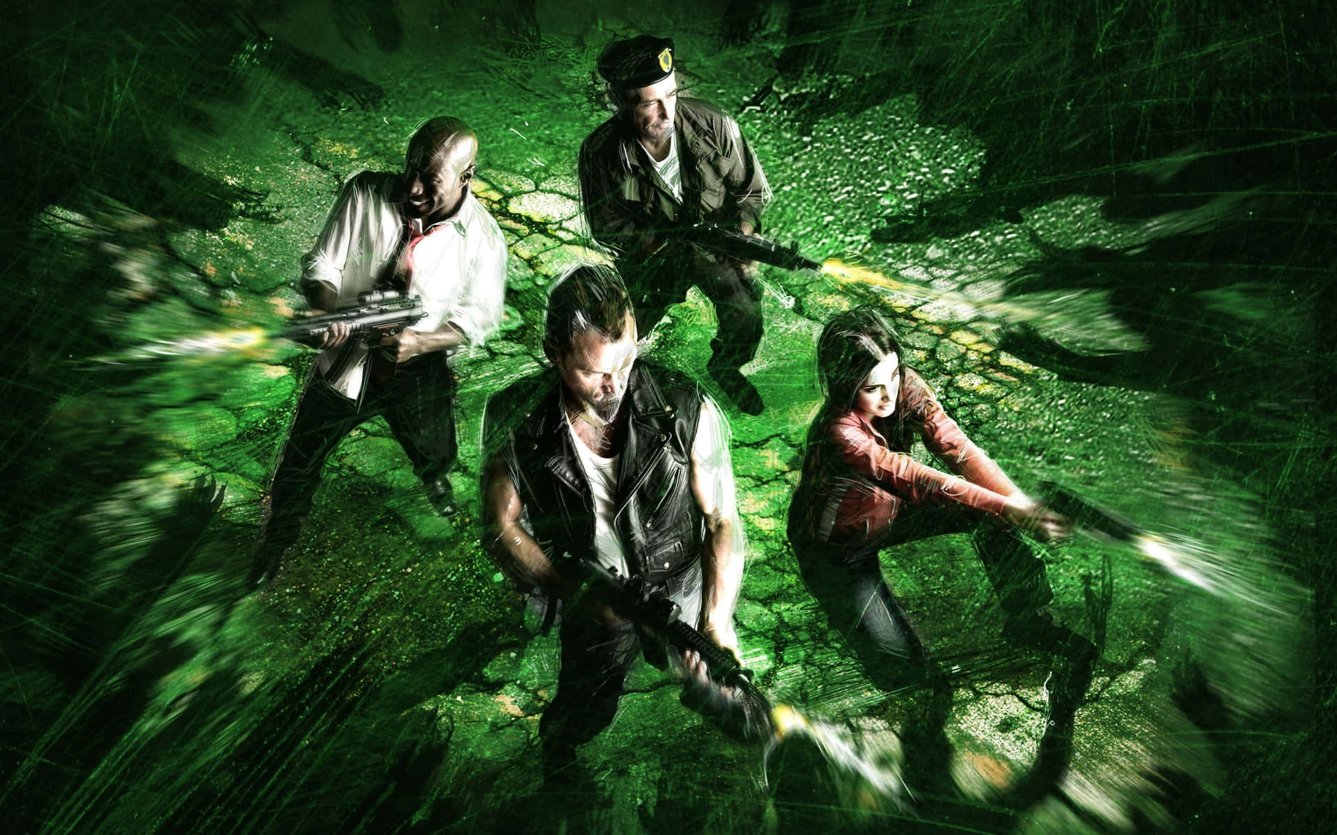 Action-packed Left 4 Dead Characters battling zombies Wallpaper