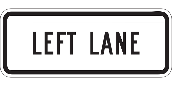 Left Lane Sign Blackand White PNG