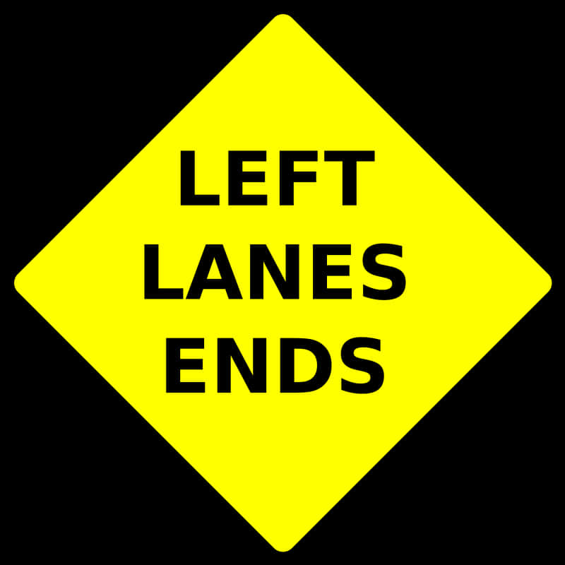 Left Lanes Ends Traffic Sign PNG