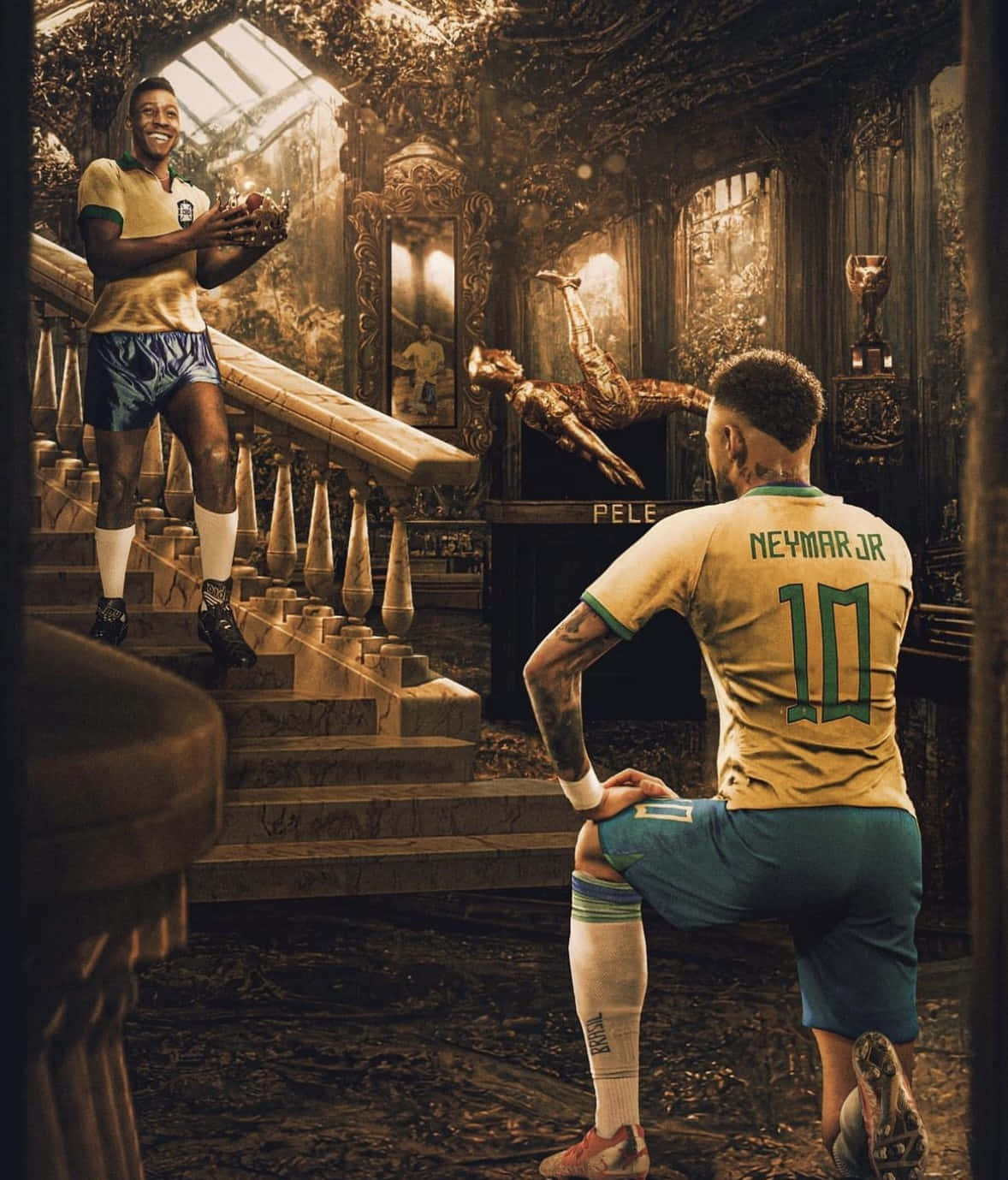 Legacyof Brazilian Football Peleand Neymar Wallpaper