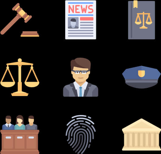 Legal System Icons Set PNG