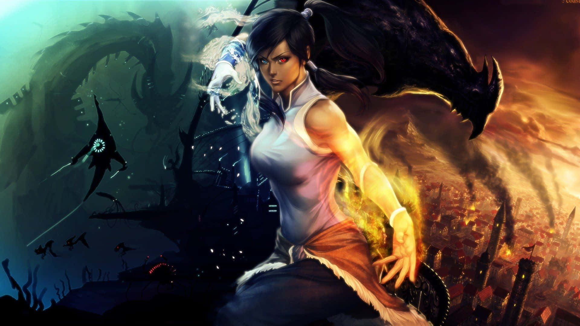 Korra and her airbending team take on an epic battle. Wallpaper