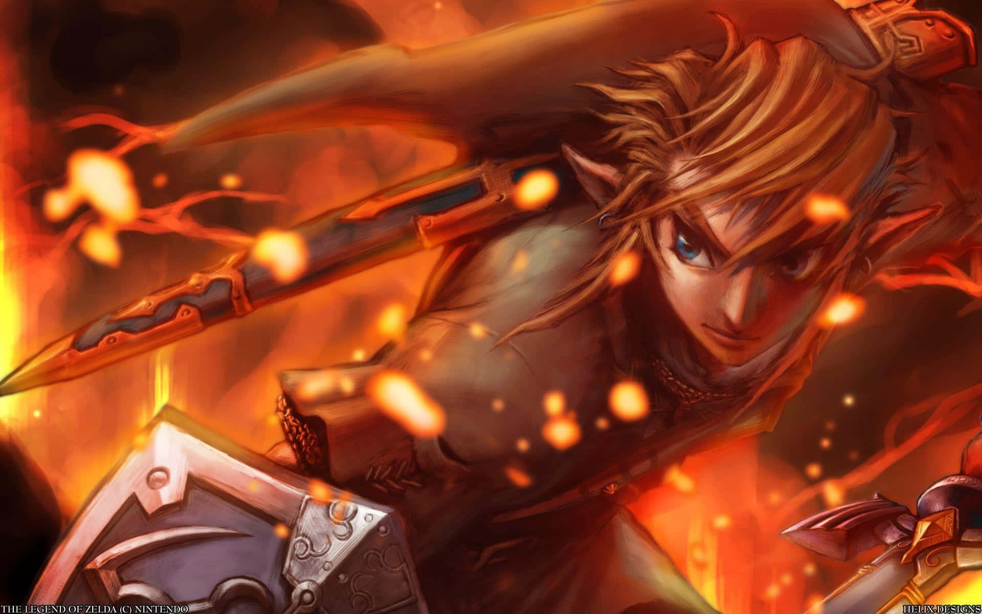 Fiery Legend Of Zelda Twilight Princess Poster Wallpaper