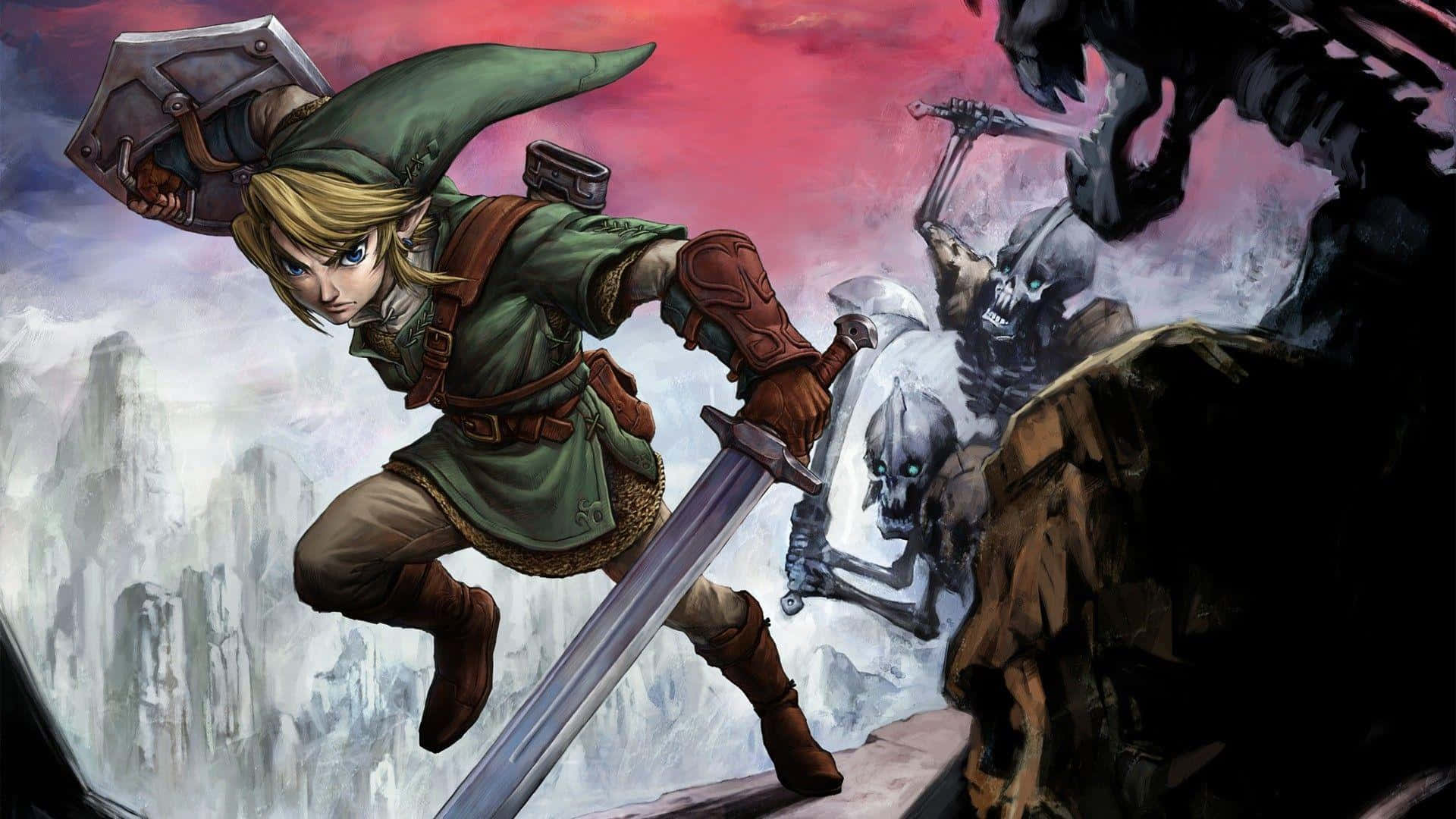 Link, the fearless hero in Legend of Zelda Twilight Princess Wallpaper