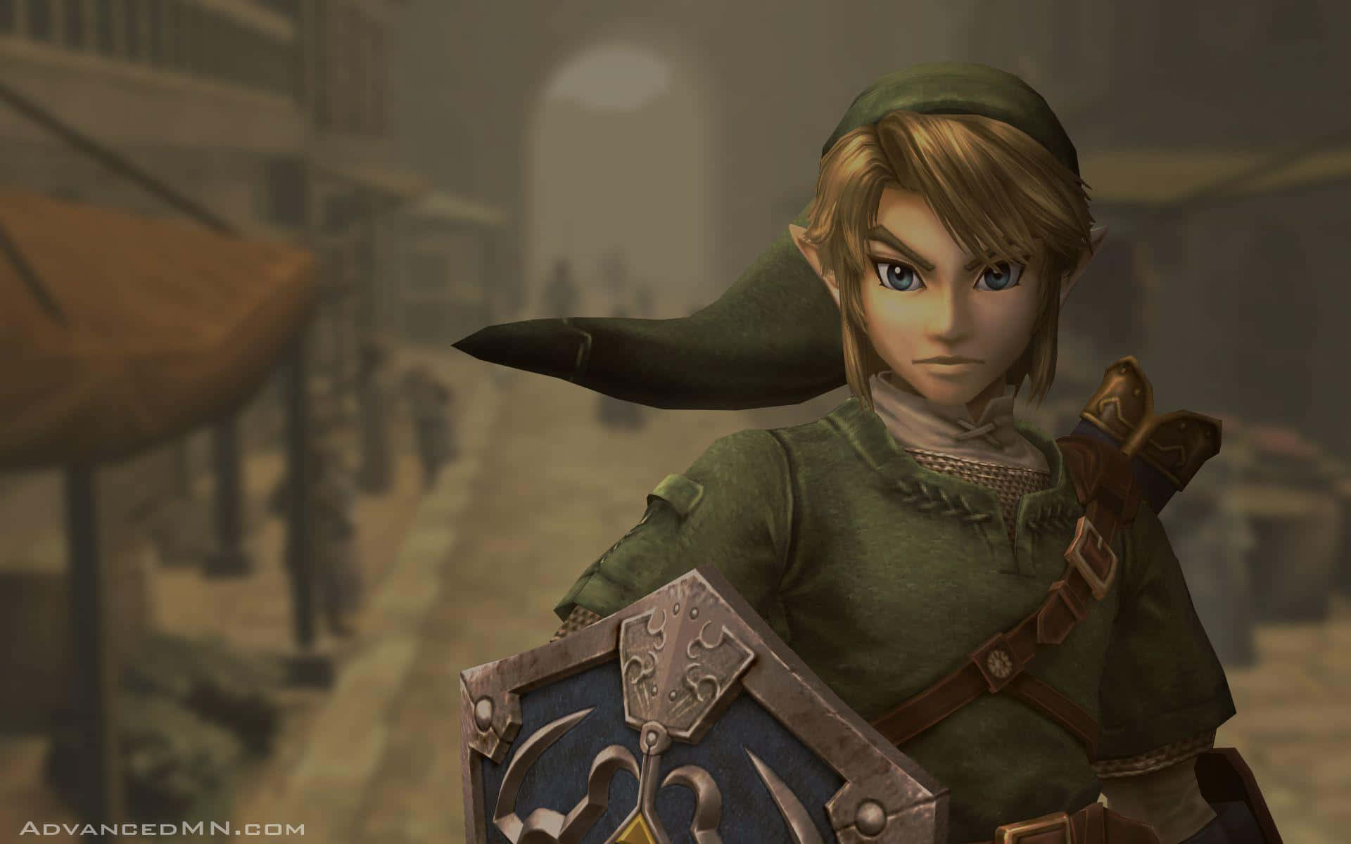 Link Strammer Sit Sværd Og Hætte I ”legend Of Zelda: Twilight Princess” Tapet. Wallpaper