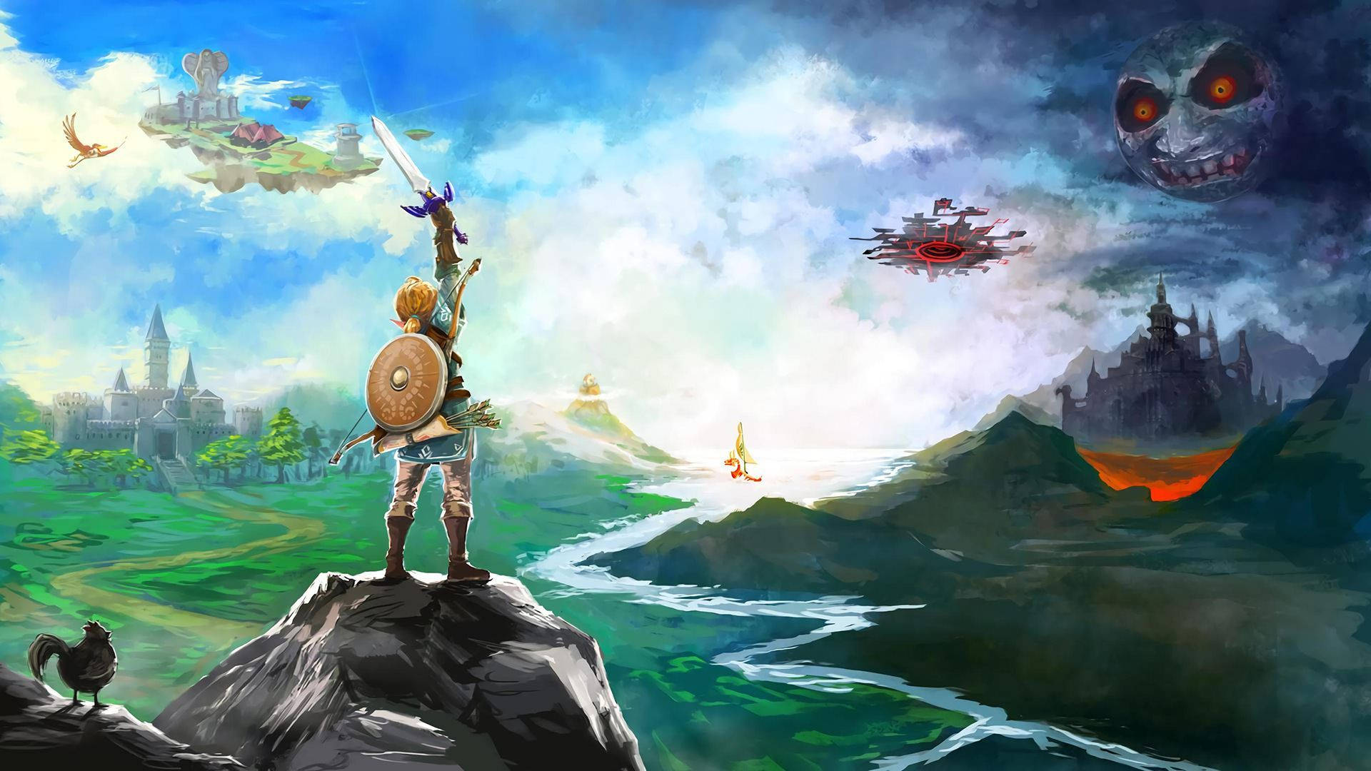 Link Exploring the Between Worlds in Legend of Zelda Wallpaper