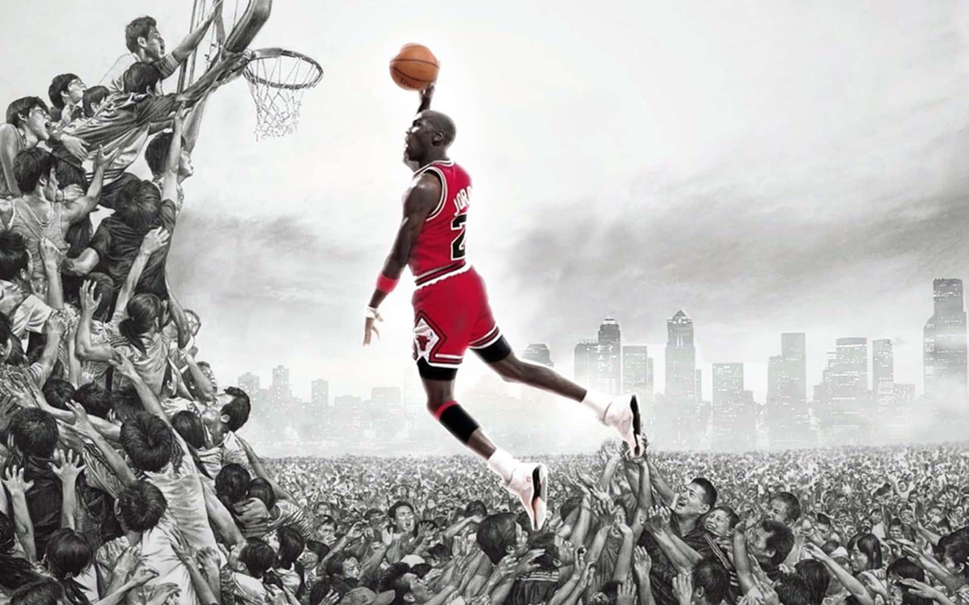 Legendary Basketball Icon Dunking Wallpaper