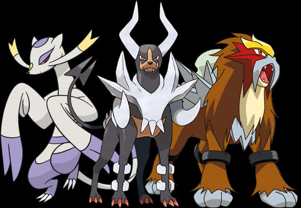 Legendary_ Pokemon_ Trio_ Entei_ Raikou_ Suicune PNG