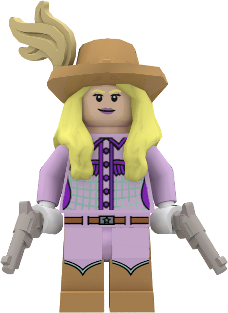 Lego Cowgirl Figure With Guns PNG