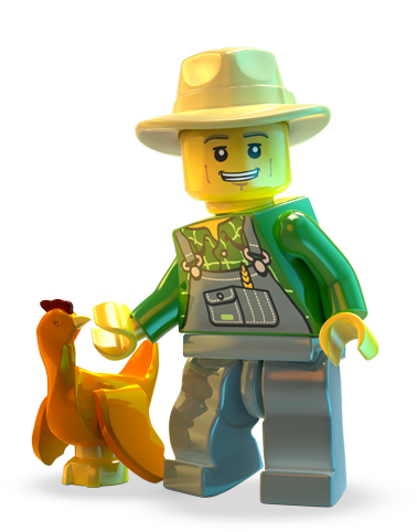 Lego Farmerand Chicken Figure PNG
