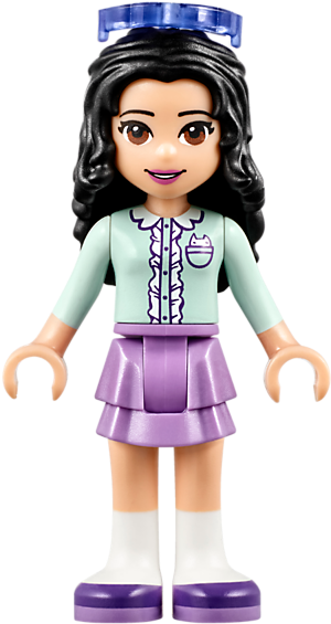 Lego Female Figurein Purpleand Teal Outfit PNG