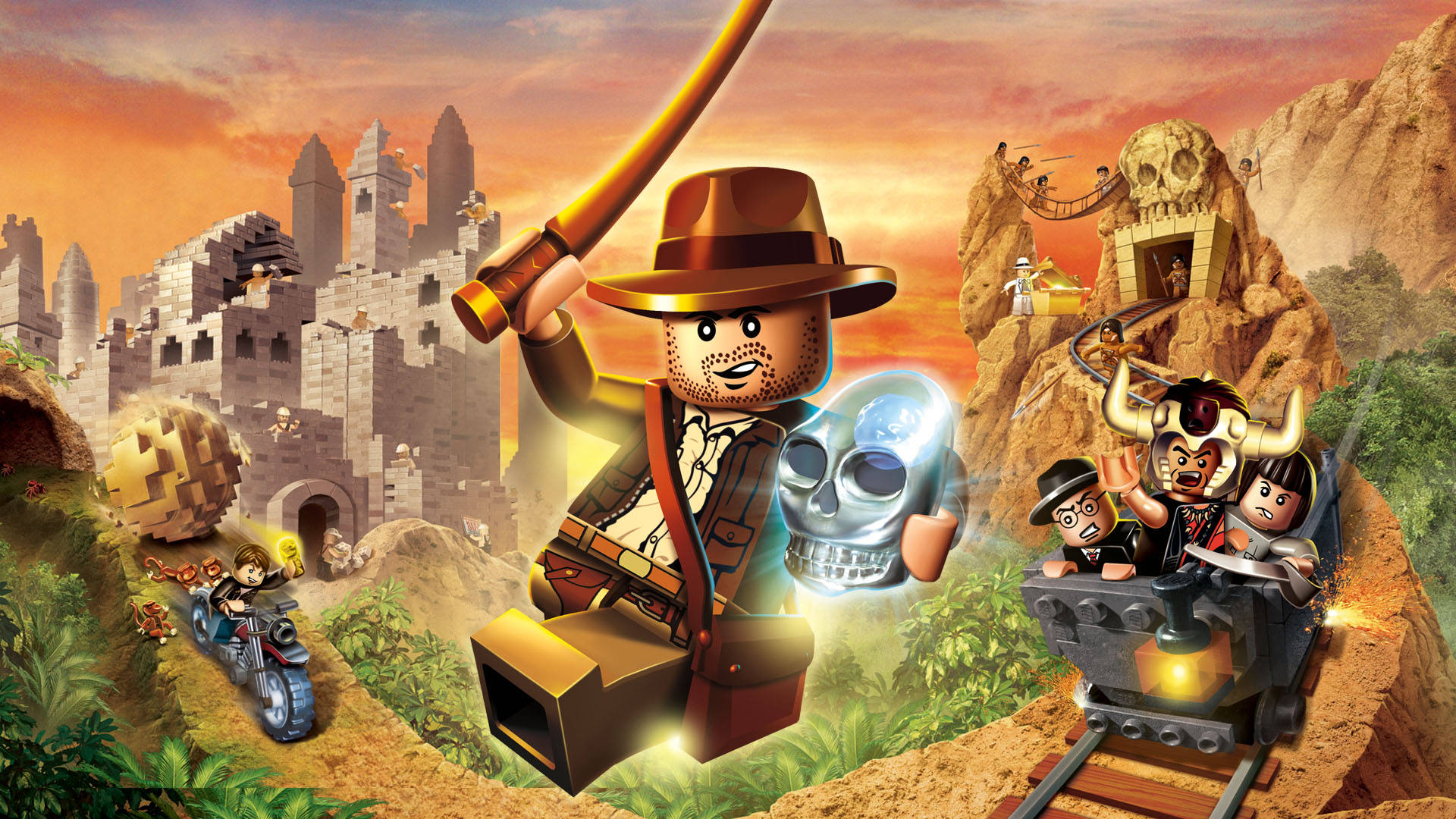 Lego Inspireret Indiana Jones Adventure tapet, der vil sætte stemningen for et eventyr. Wallpaper