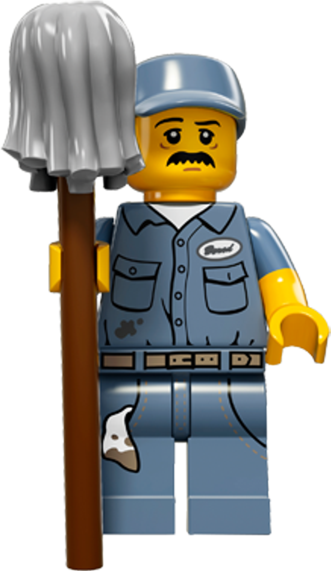 Lego Janitor Figurewith Mop PNG