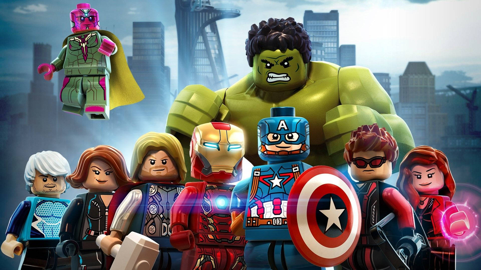 Sfondoper Desktop Lego Marvel's Avengers Supereroi Sfondo