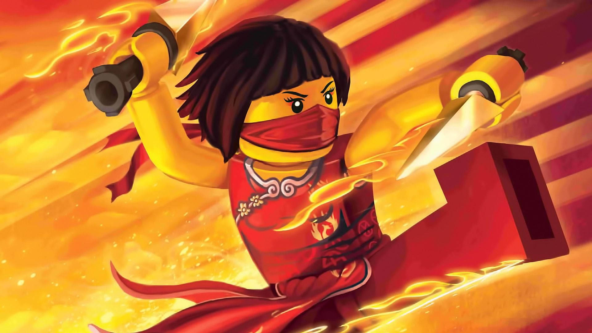 Lego Ninjago Nya In Red Dress Background
