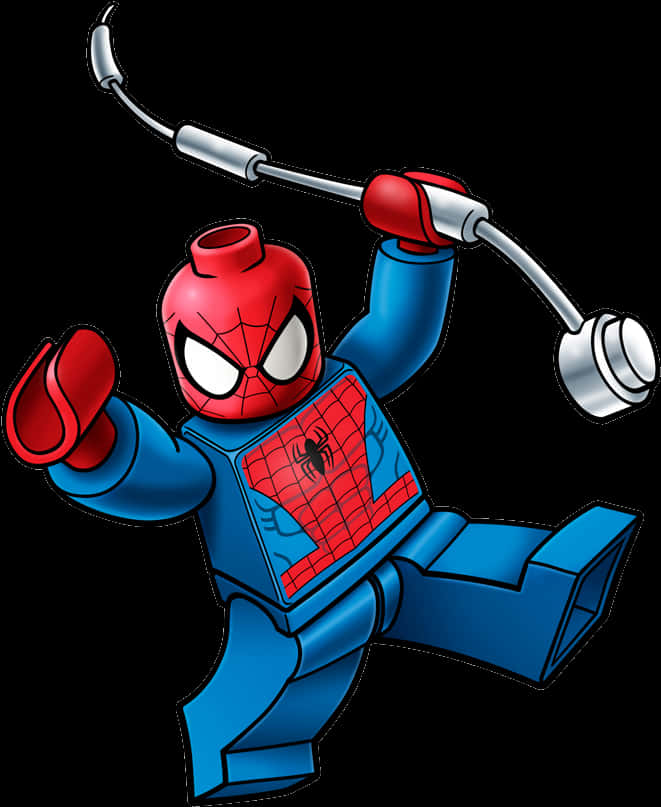 Lego Spiderman Swinging Action PNG