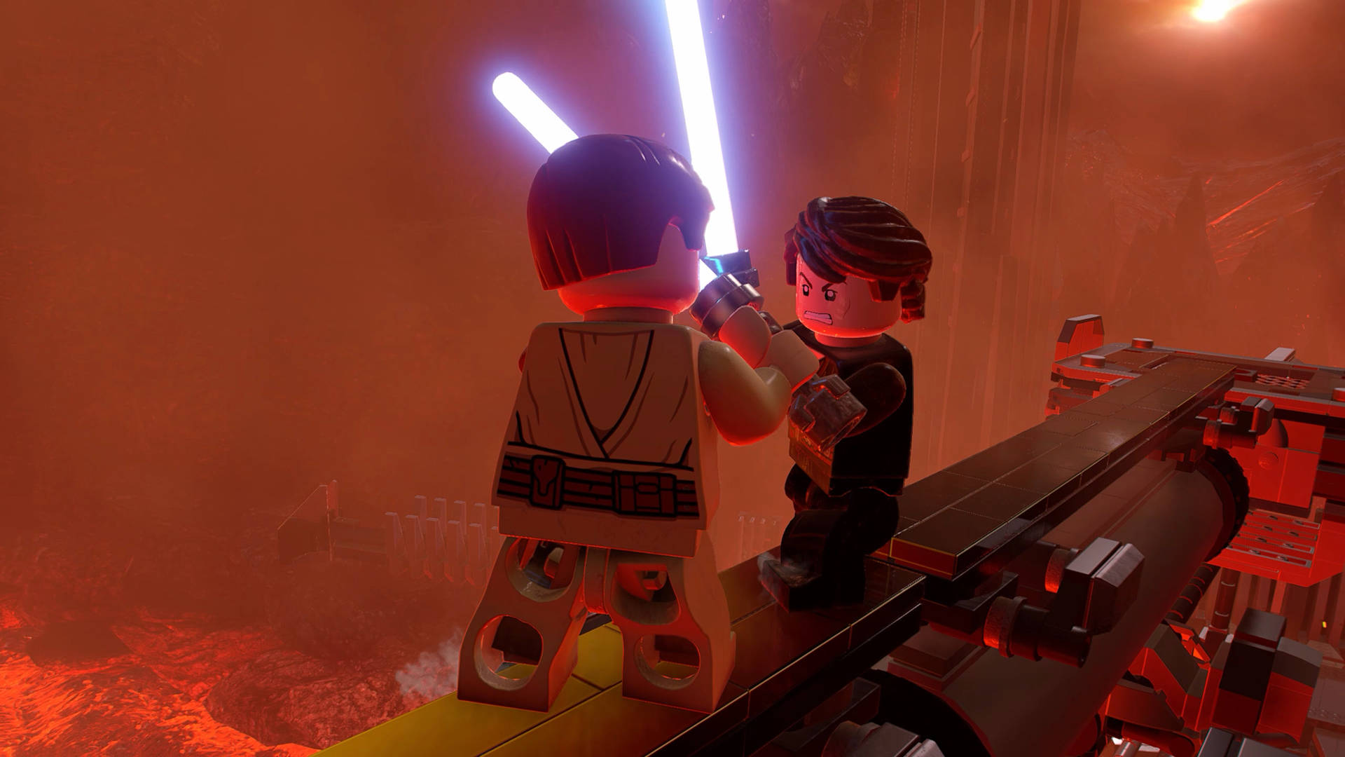 Elduelo En Mustafar En Lego Star Wars. Fondo de pantalla
