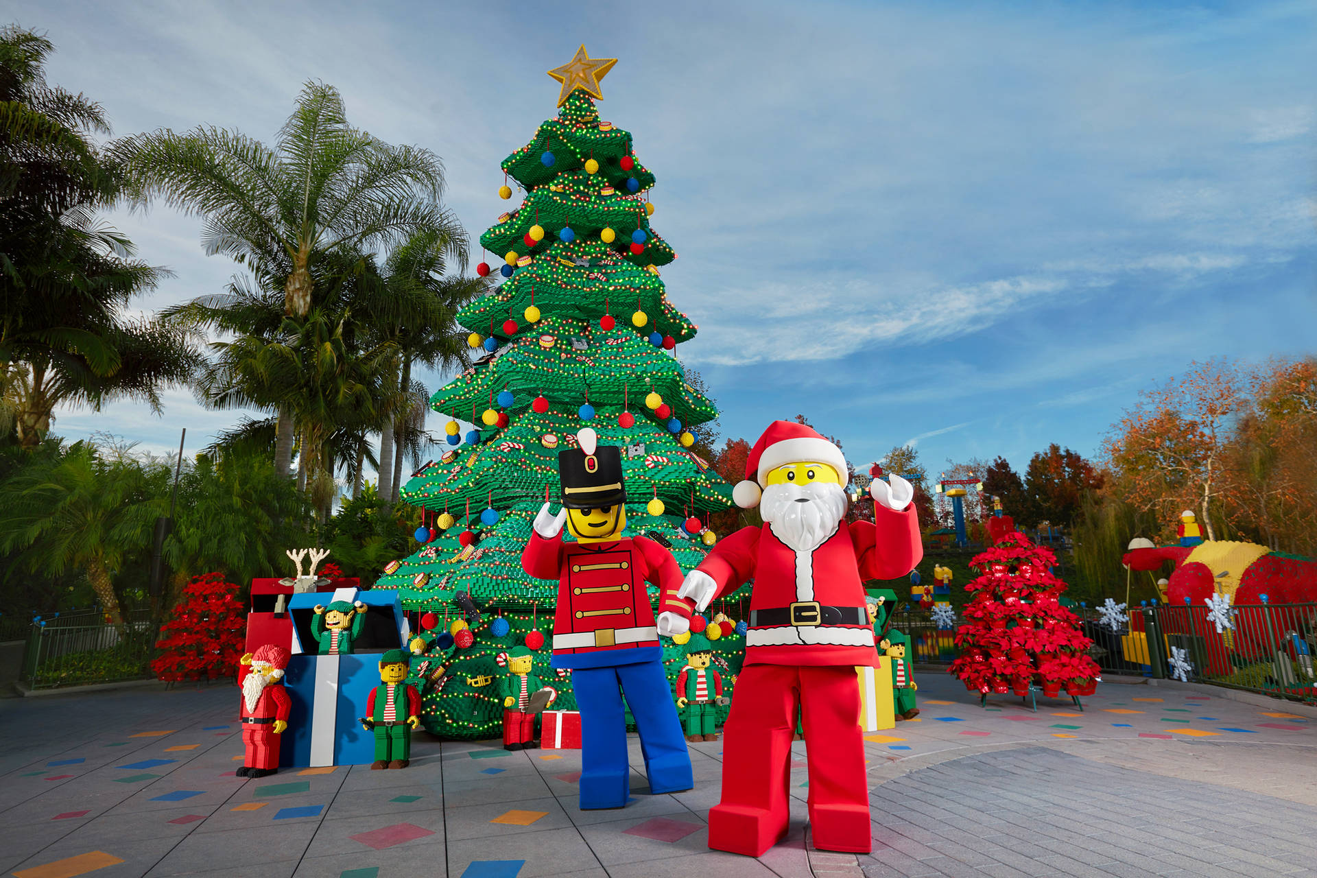 Legoland Santa Og Juletræ Wallpaper