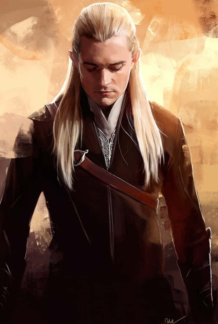 The legendary warrior Legolas with bow and arrow. Wallpaper