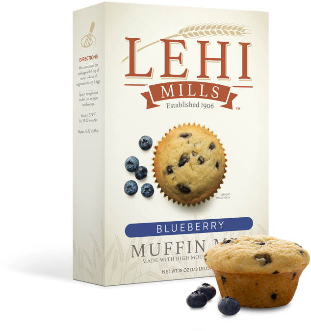 Lehi Mills Blueberry Muffin Mix Box PNG