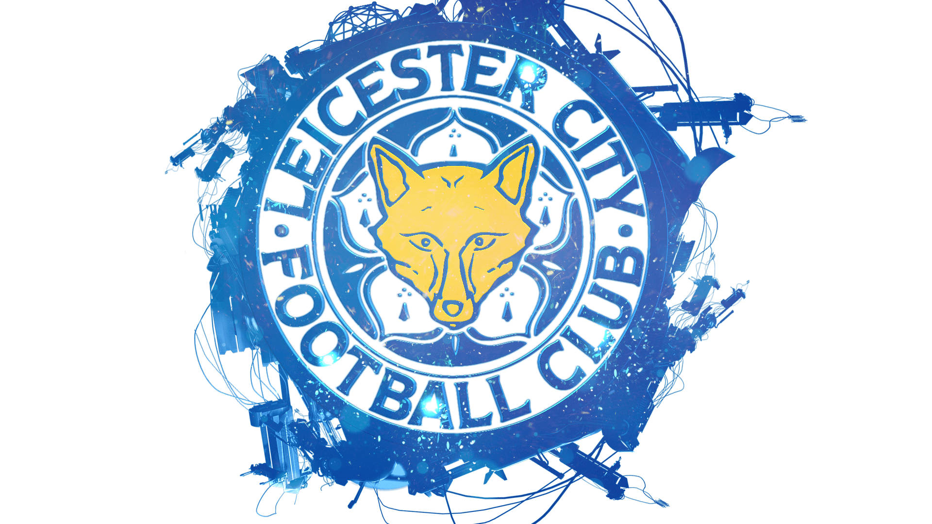 Leicester City Cityscape Logo Tapet: Se det berømte Leicester City Cityscape Logo i sin fulde glans. Wallpaper