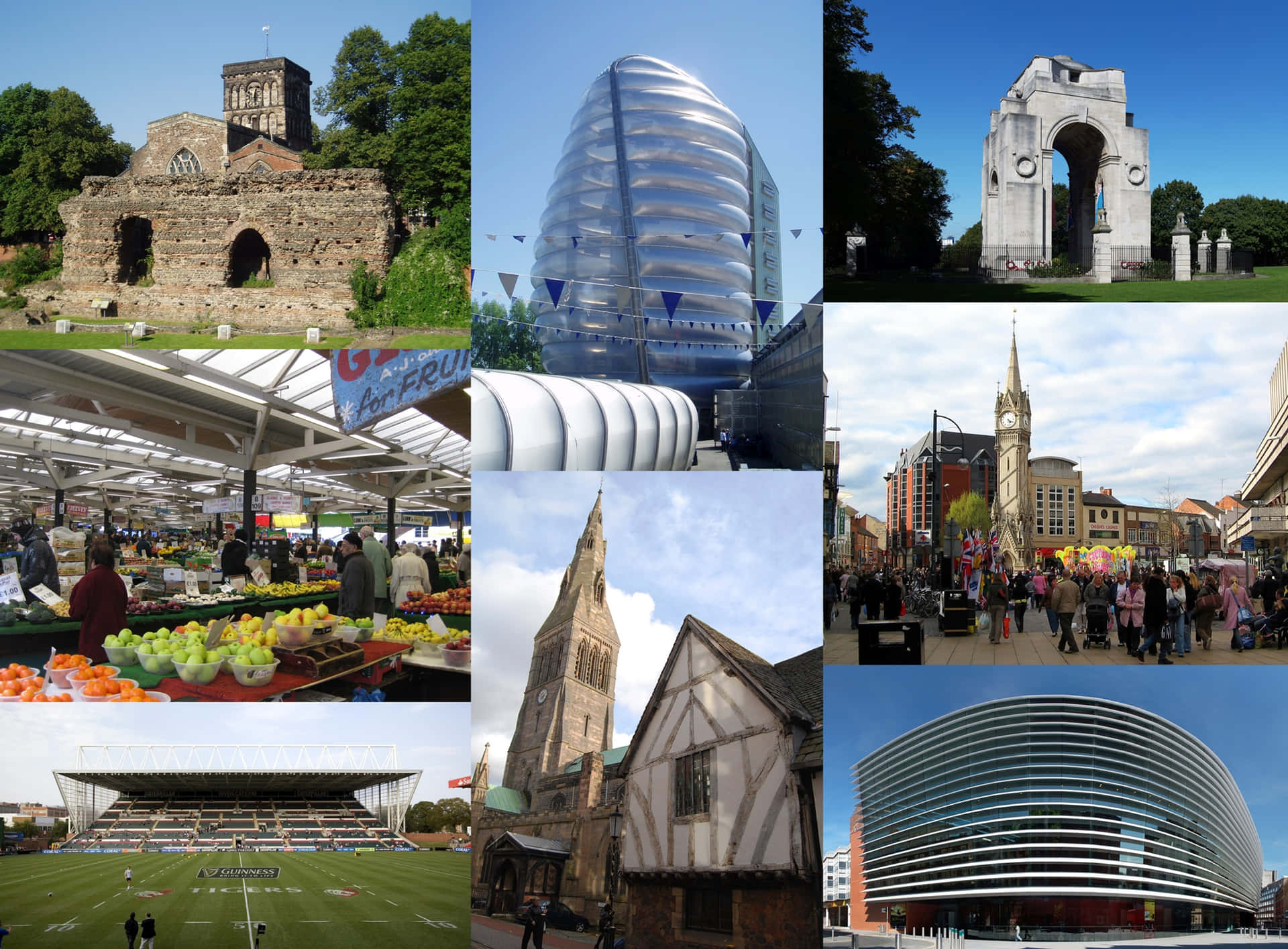 Leicester City Landmarks Collage Wallpaper