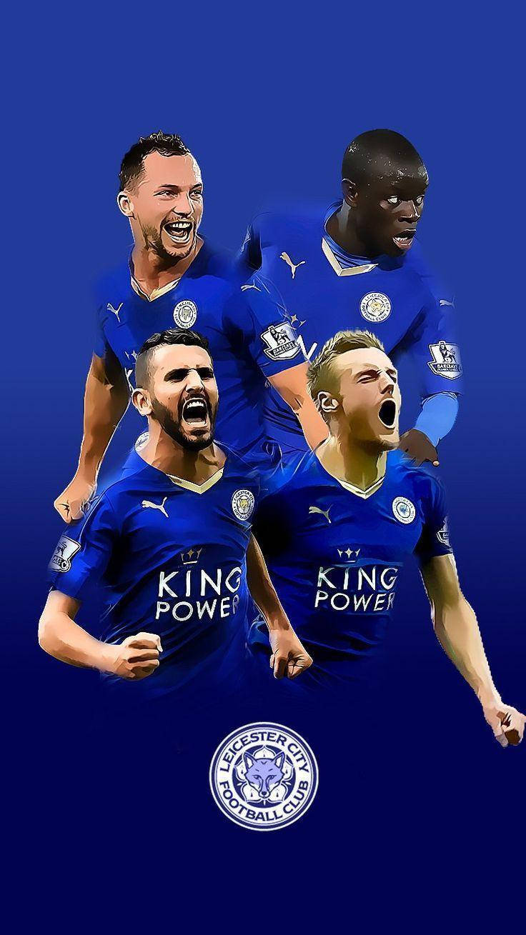 Caption: Leicester City Players Celebrating Victory Wallpaper