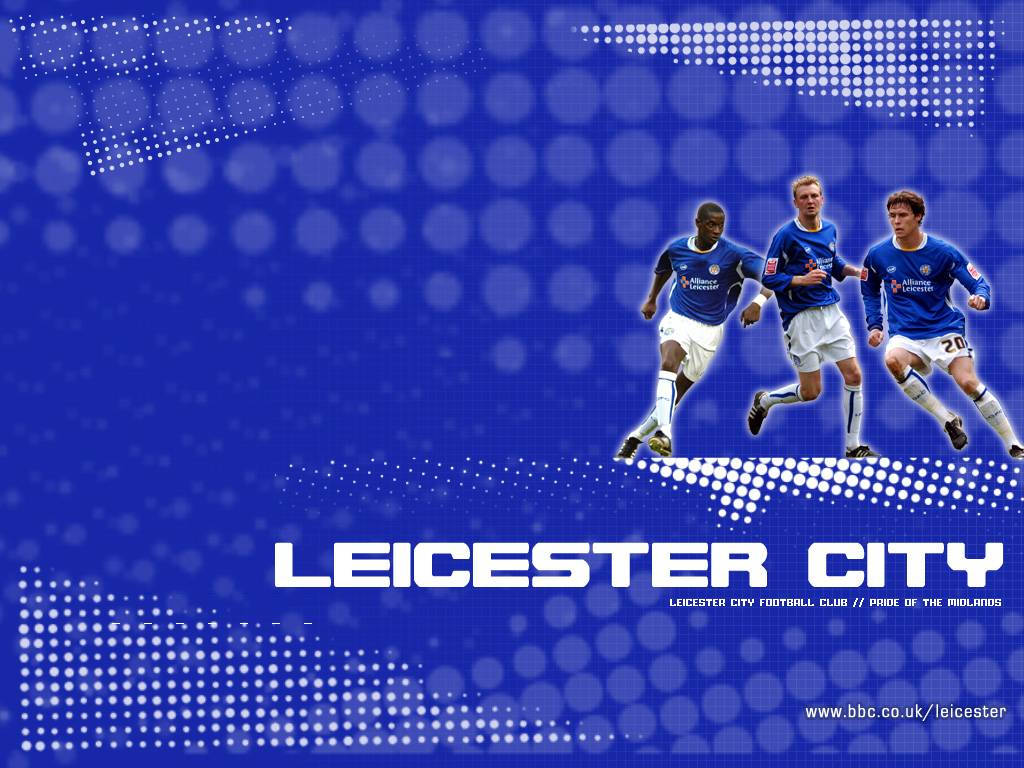 Spillerne fra Leicester City på en blå baggrund Wallpaper