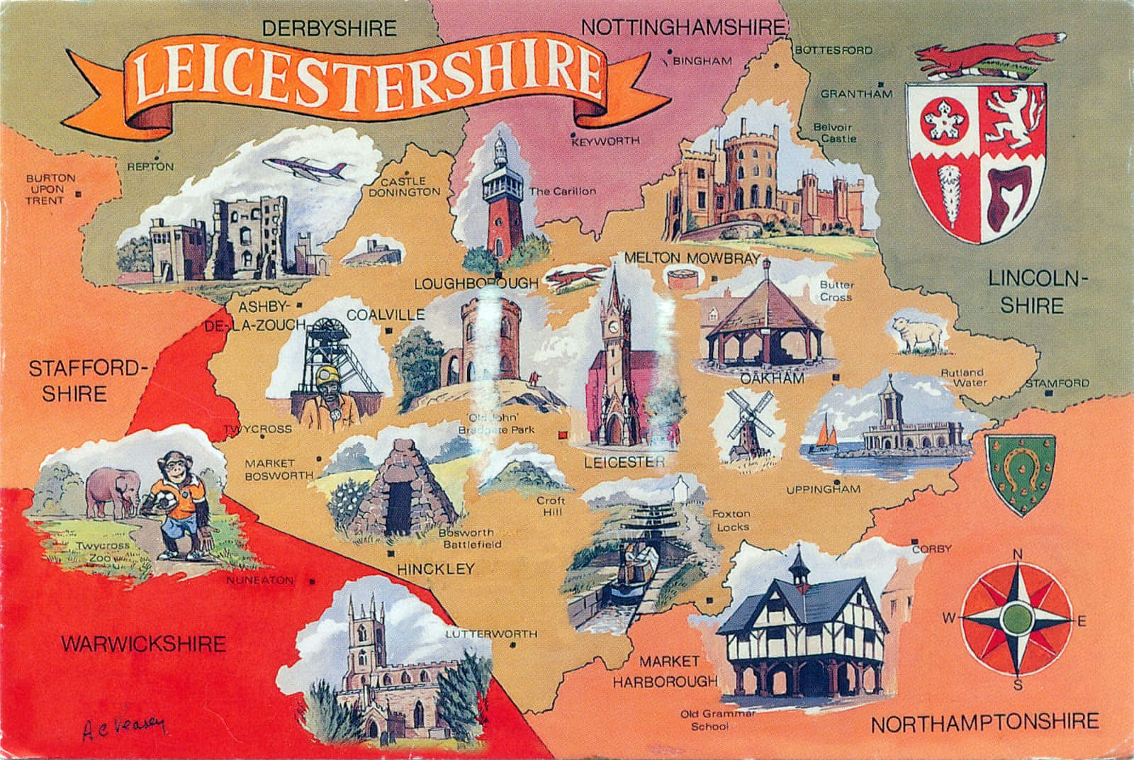 Leicestershire Map Illustration Wallpaper