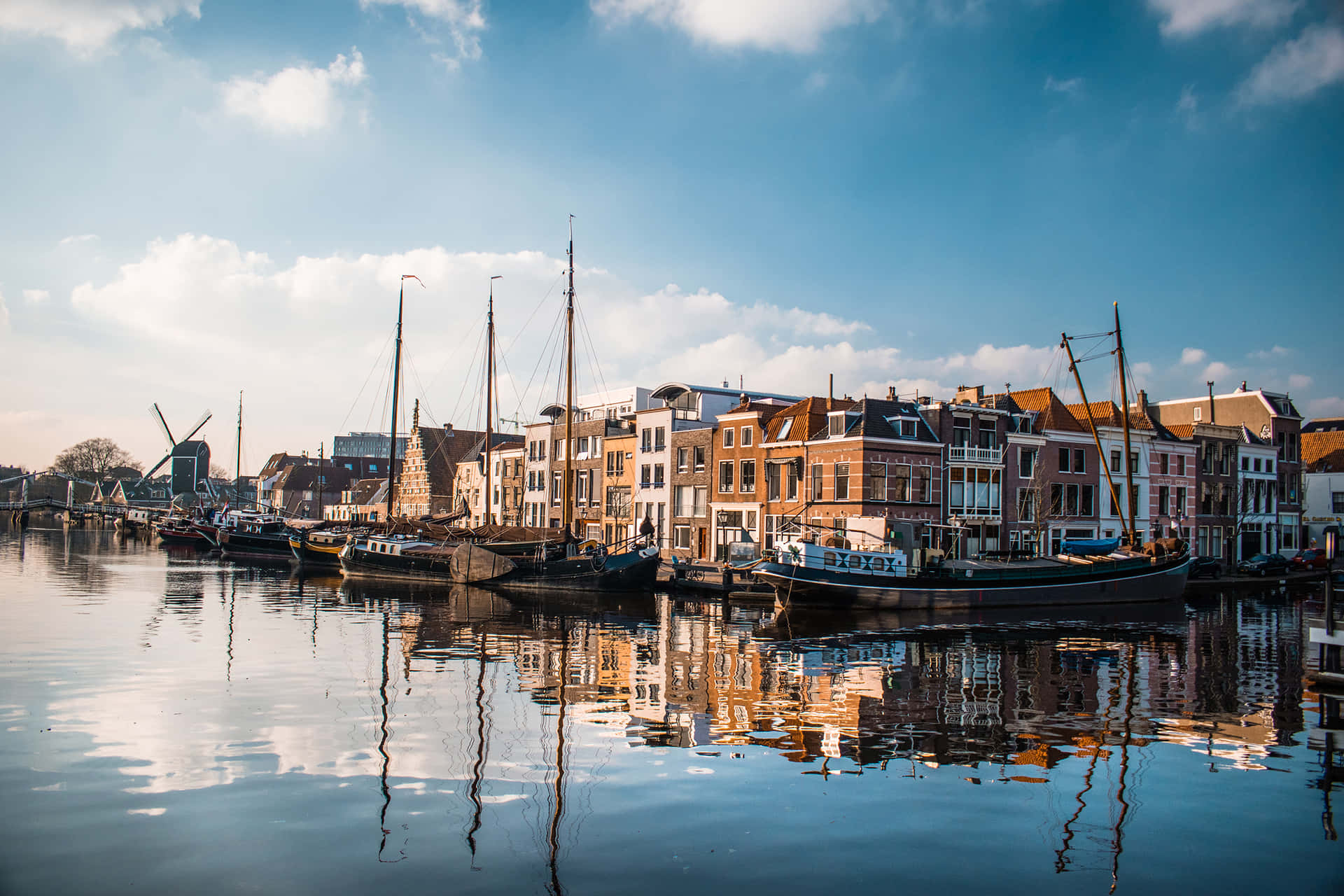 Download Leiden Waterfront Reflections Wallpaper | Wallpapers.com