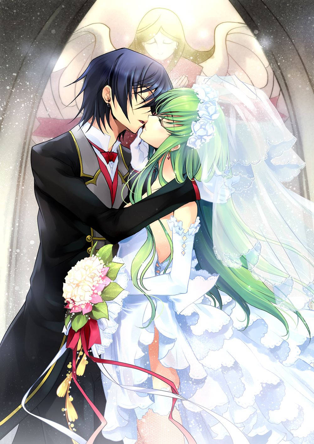 Lelouch And Cc Anime Couple Kiss Wallpaper