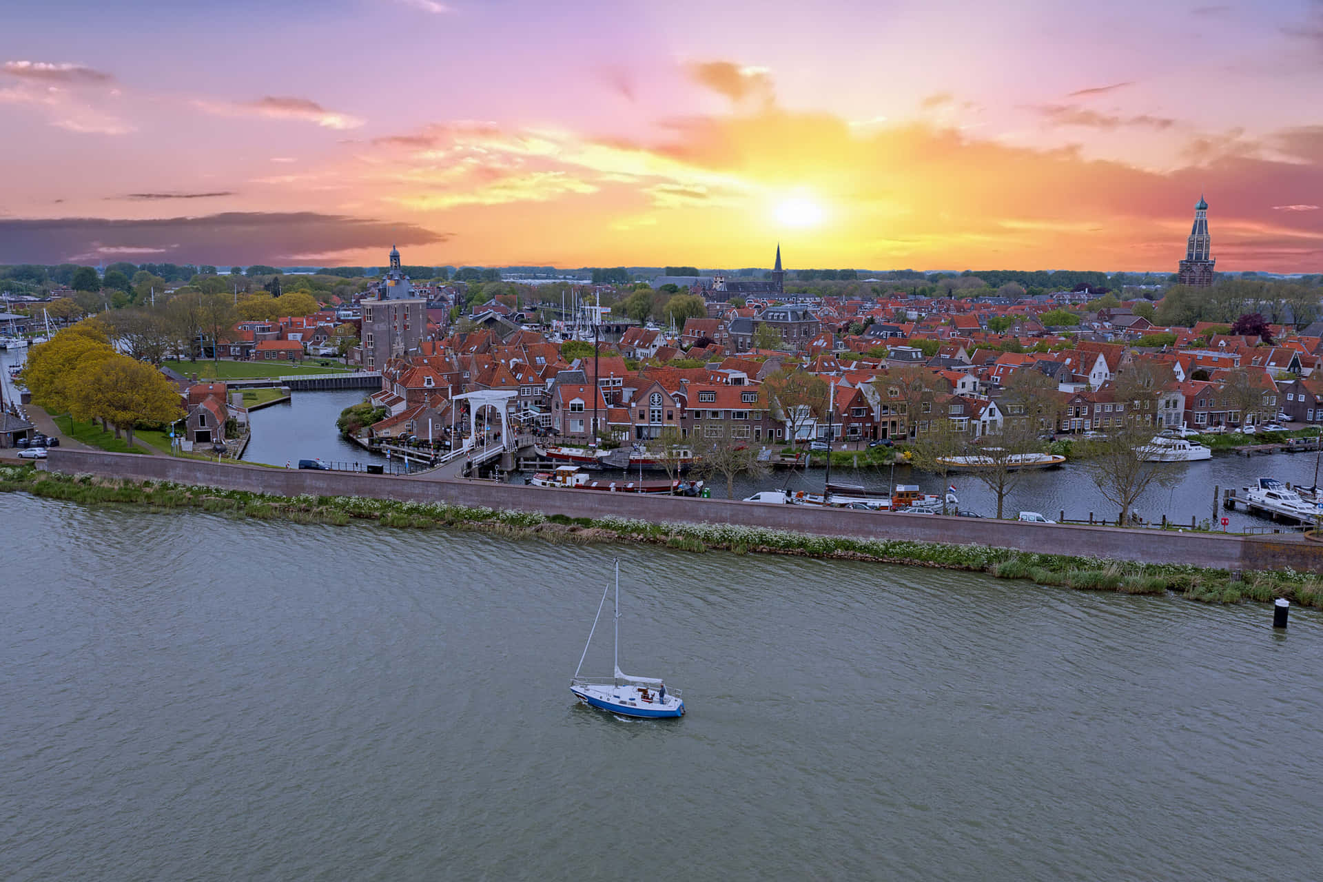 Lelystad Sunset Aerial View Wallpaper