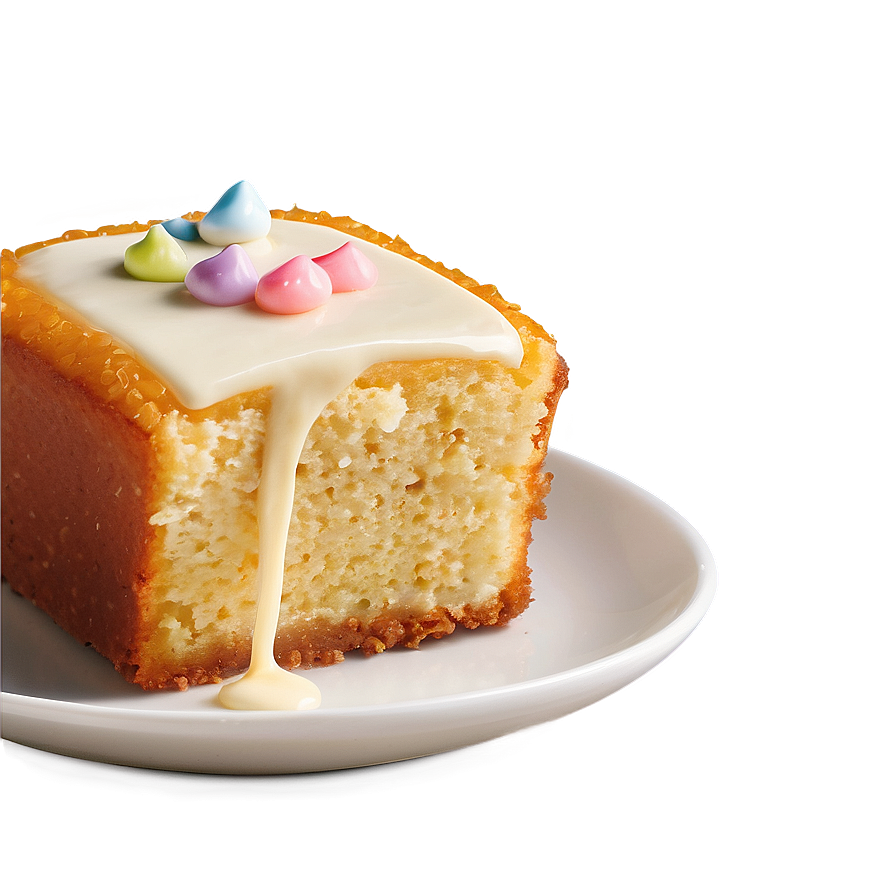 Lemon Cake Slicewith Icingand Candies PNG