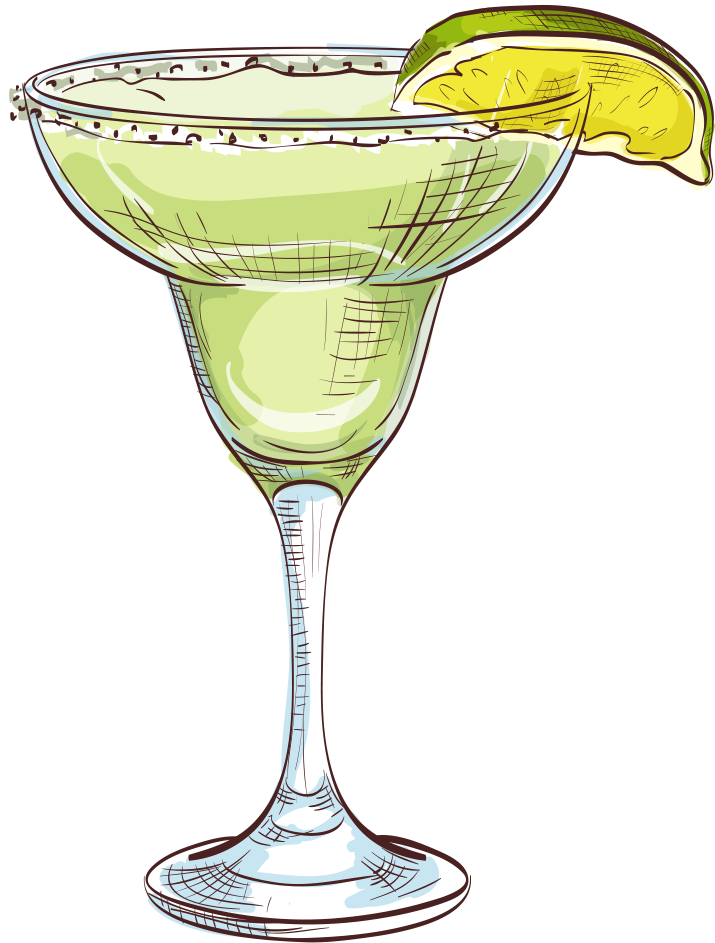 Lemon Garnished Martini Illustration PNG