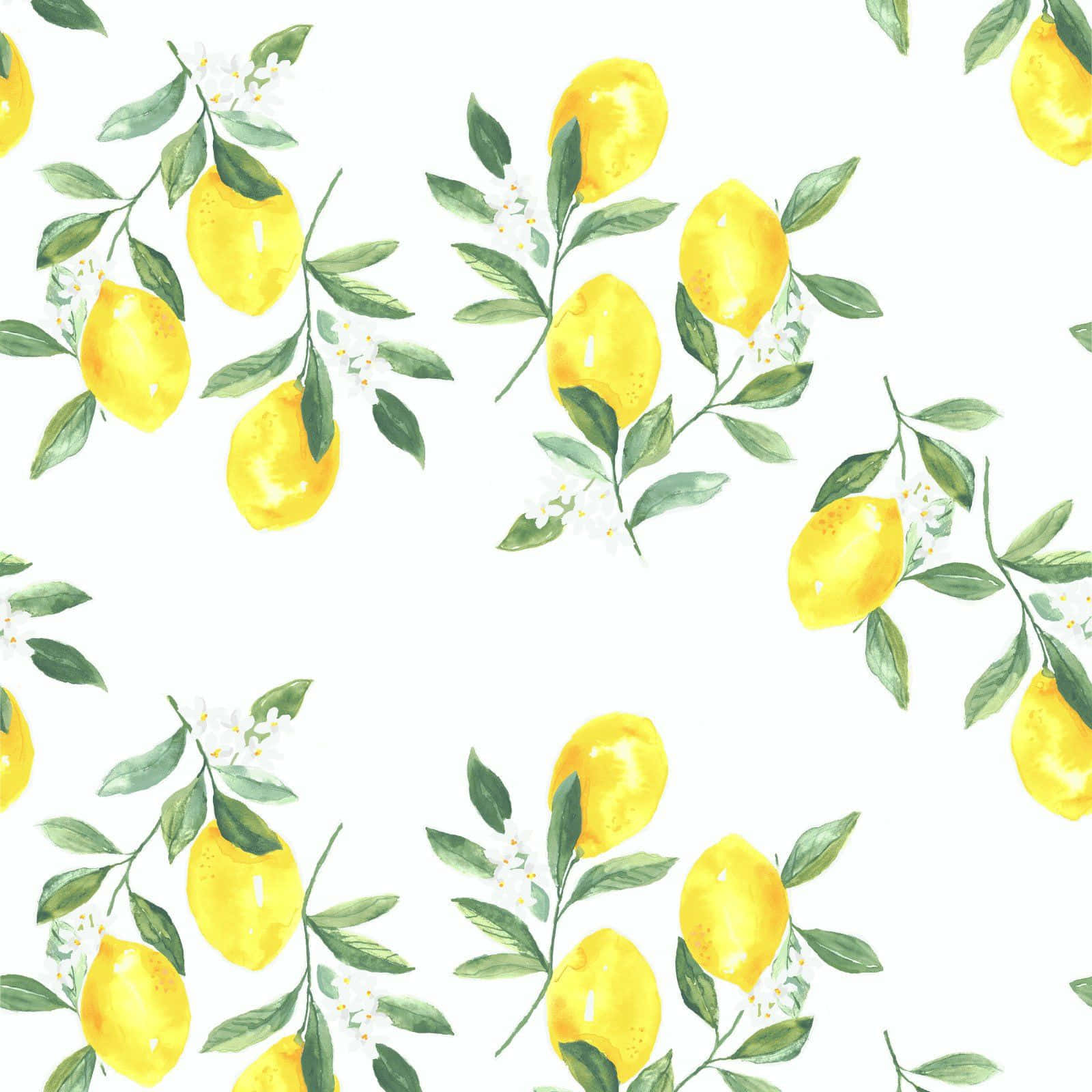 Lemons And Leaves Pattern Iphone Wallpaper