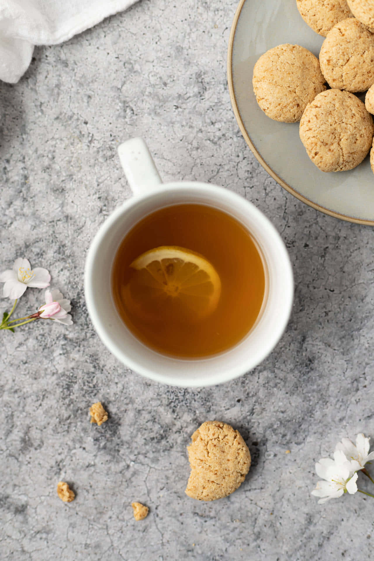 Cup Of Tea Cookies Lemon Slices Iphone Wallpaper