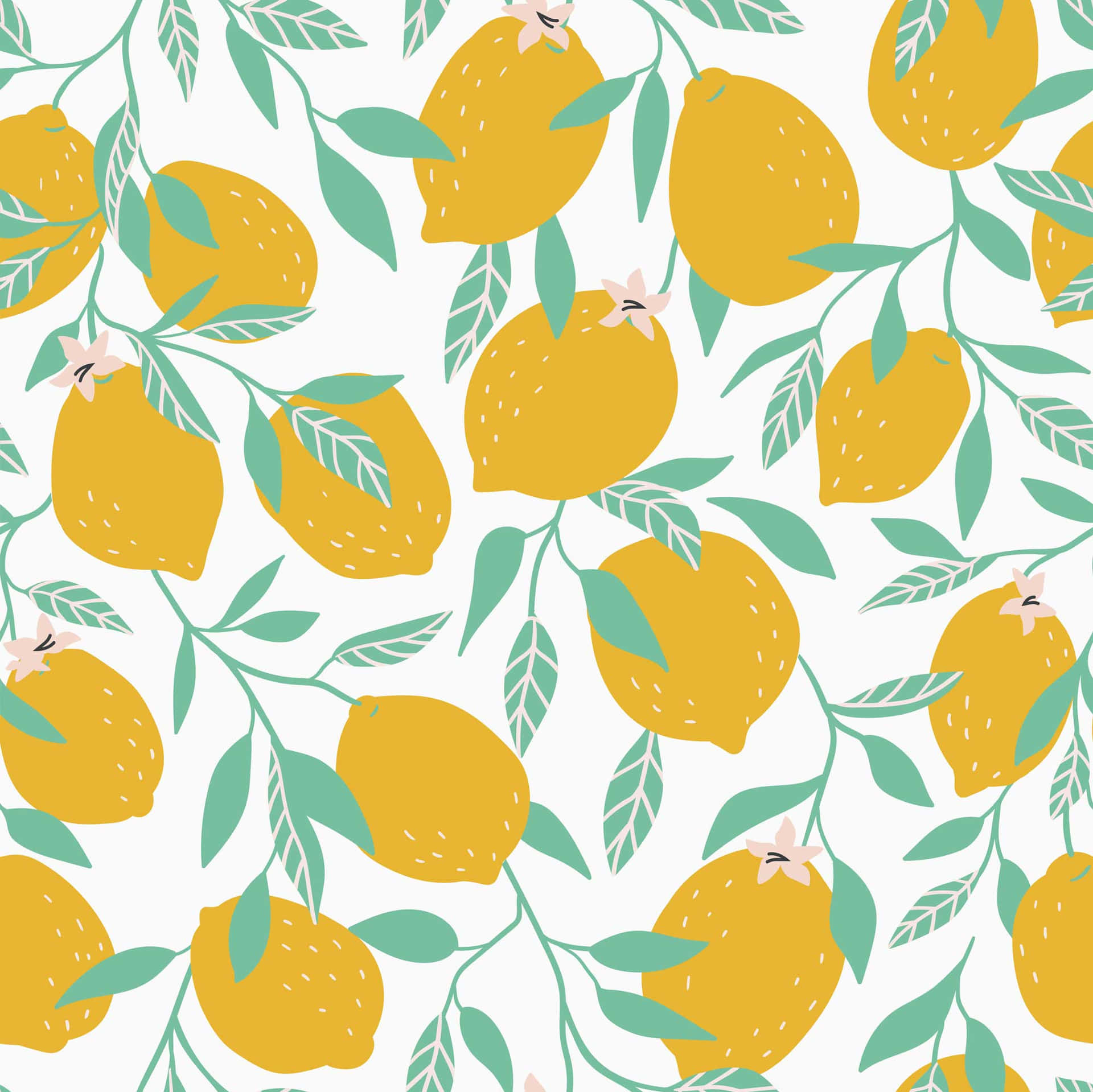 Lemon Branch Pattern Design Iphone Wallpaper