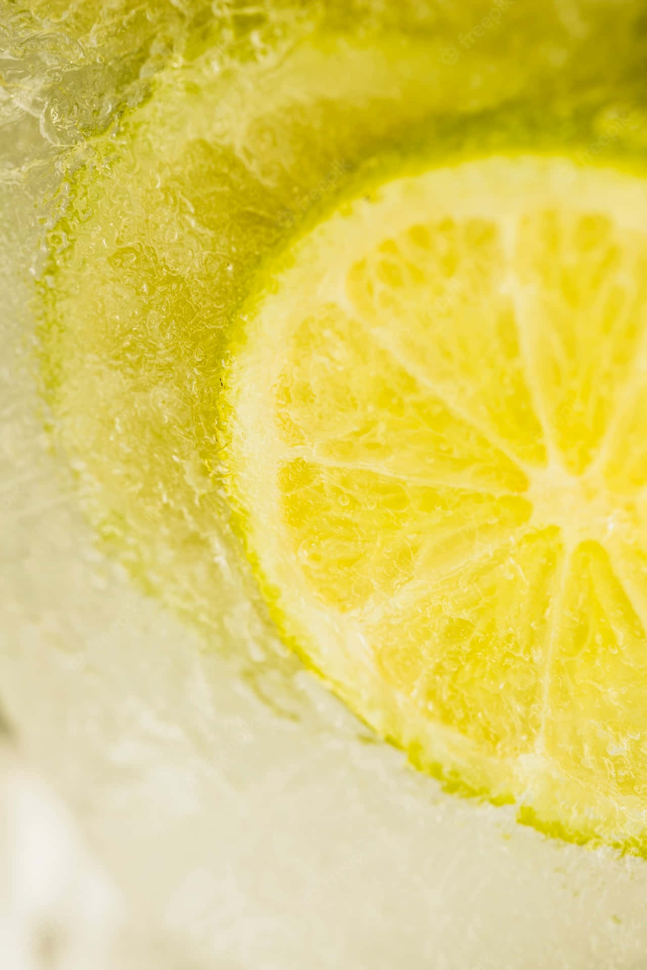 En skive citron i et glas vand Wallpaper