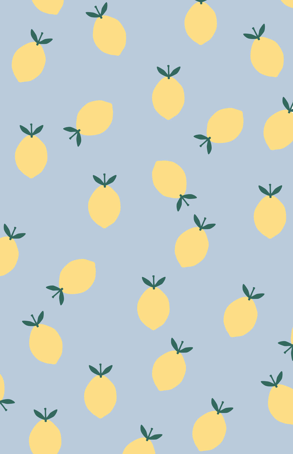 Lemons Pattern Blue Background Iphone Wallpaper