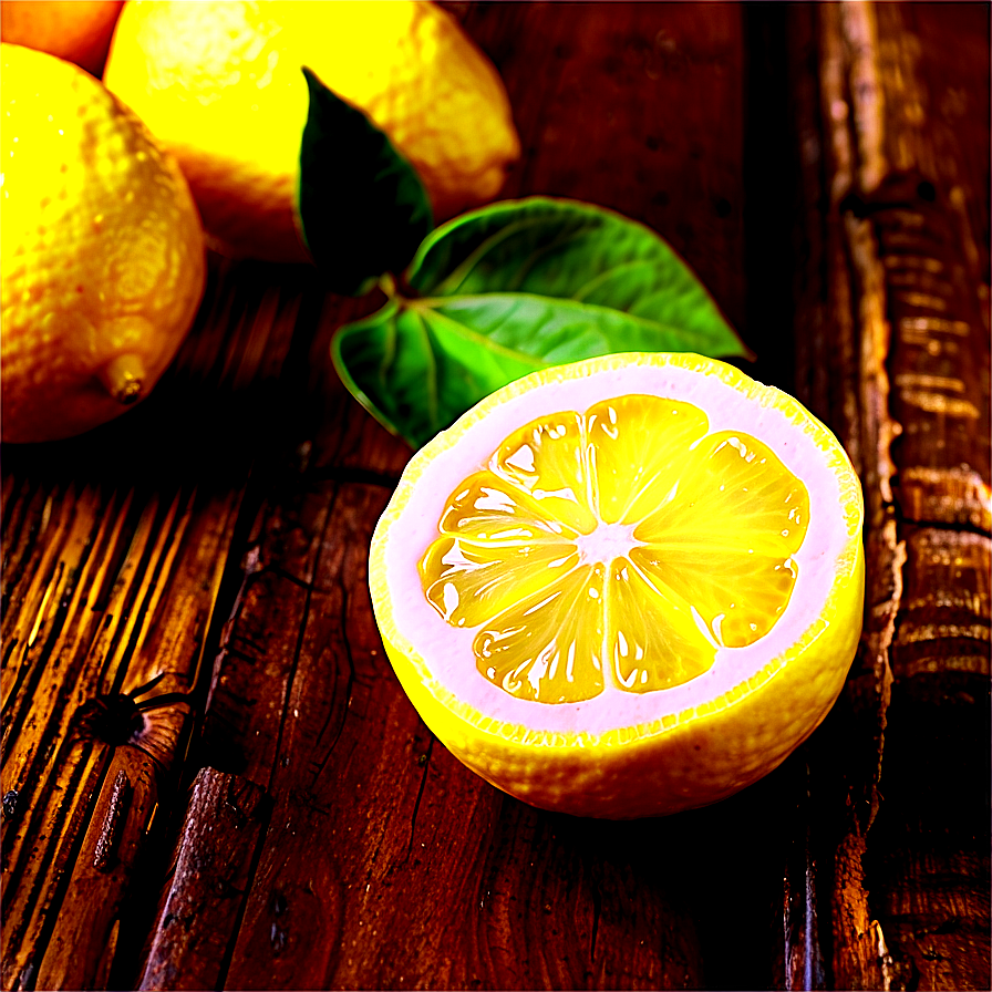 Lemon On Wooden Table Png Cab81 PNG