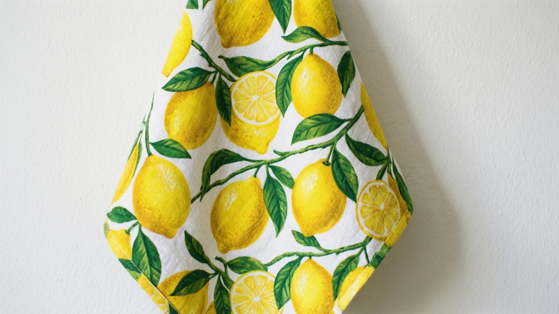 Handuk teh pola lemon cerah tergantung, wallpaper musim panas.