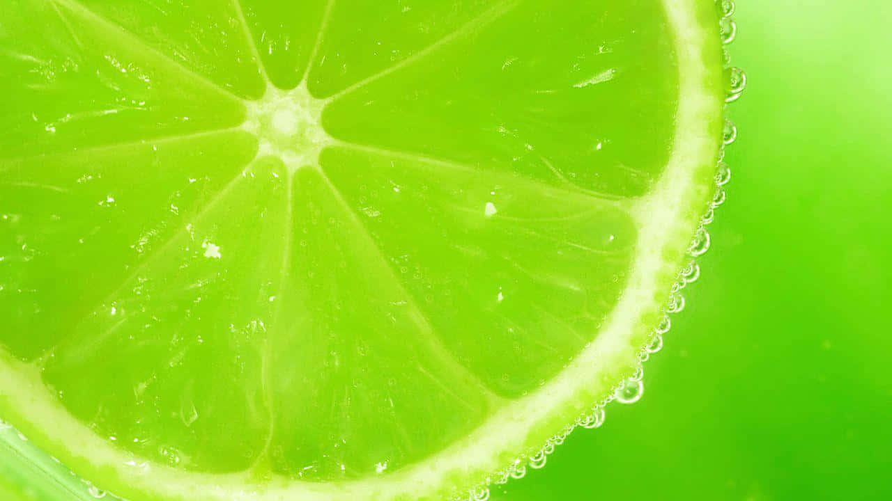 Lime Slice With Water Droplets On It