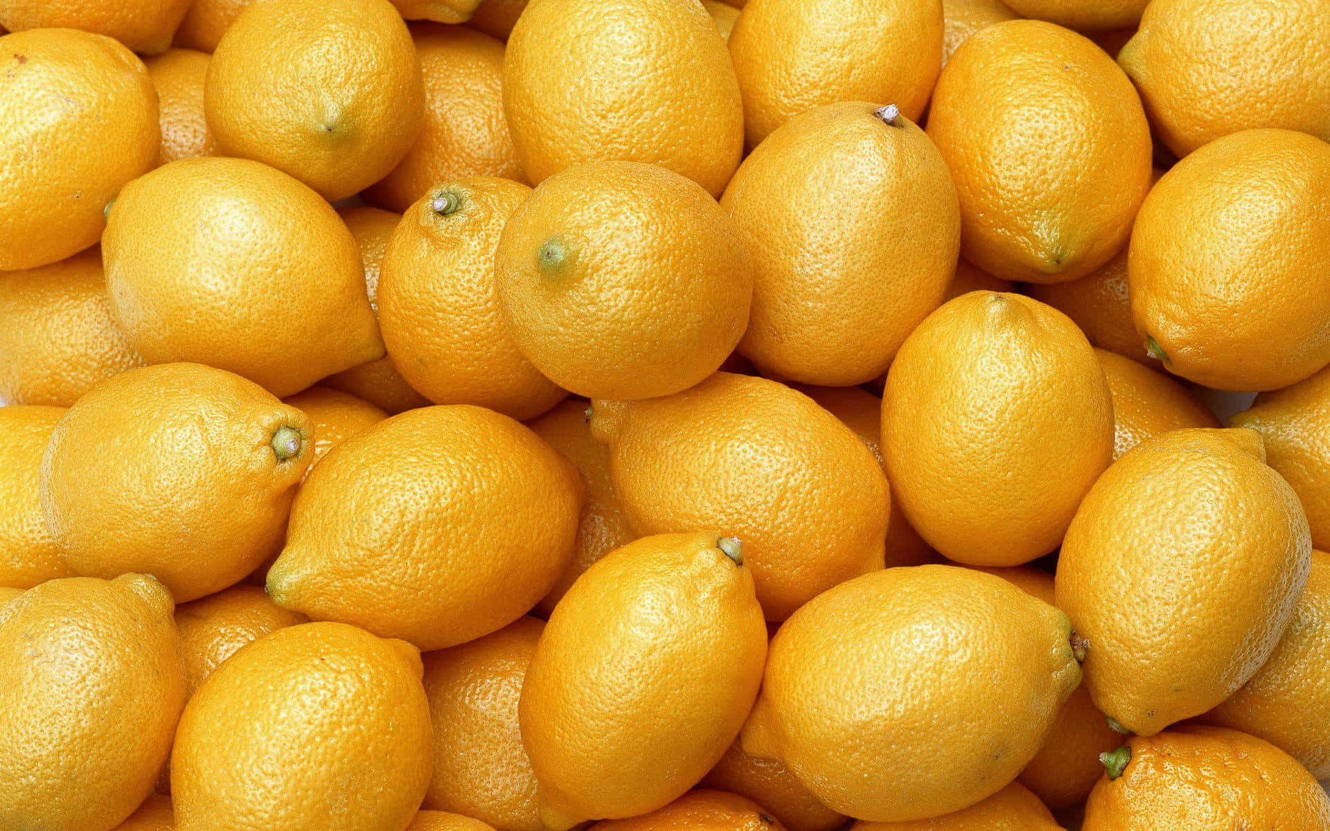 A Pile Of Lemons On A White Background